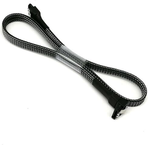 Sleeved 6GB/s Data SATA 3.0 90 Degree Angle High Speed Sata III Cable Cord with Locking Latch for Hard Drives(45cm,Carbon) in Saudi Arabia