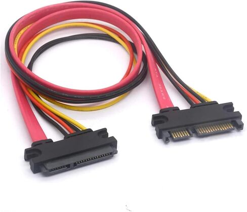 SATA 3.0 22 PIN SATA Extension Cable 7+15 SATA ذكر إلى بيانات الإناث وتمديد الطاقة (0.2 متر) in Saudi Arabia