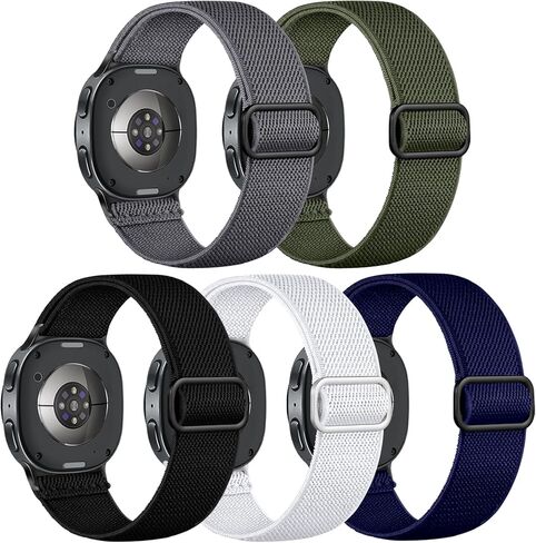 5 Pack Stretchy Watch Band Compatible With Samsung Galaxy Watch 8 Band 40mm 44mm, Samsung Galaxy Watch 8 Classic 46 mm, Elastic Nylon Solo Loop Sport Replacement Strap for Women Men in Kuwait