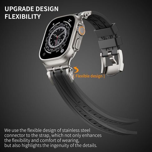 Sport Bands Compatible with Apple Watch Ultra 2/1 Band 49mm for Men,Soft Silicone Replacement Luxury Strap for iWatch Series 10 46mm, 9/8/7 45mm, SE2/SE 6/5/4 44mm, 3/2/1 42mm in Saudi Arabia