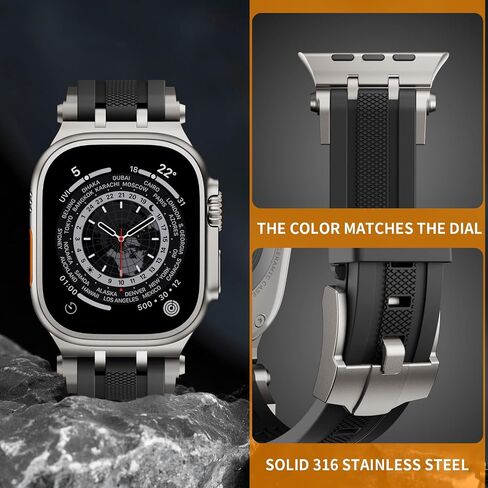 Sport Bands Compatible with Apple Watch Ultra 2/1 Band 49mm for Men,Soft Silicone Replacement Luxury Strap for iWatch Series 10 46mm, 9/8/7 45mm, SE2/SE 6/5/4 44mm, 3/2/1 42mm in Saudi Arabia