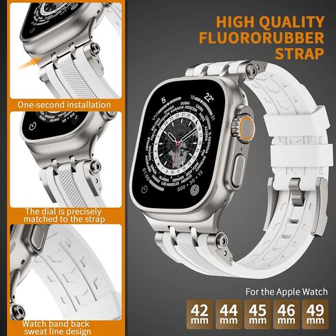 Sport Bands Compatible with Apple Watch Ultra 2/1 Band 49mm for Men,Soft Silicone Replacement Luxury Strap for iWatch Series 10 46mm, 9/8/7 45mm, SE2/SE 6/5/4 44mm, 3/2/1 42mm in Saudi Arabia