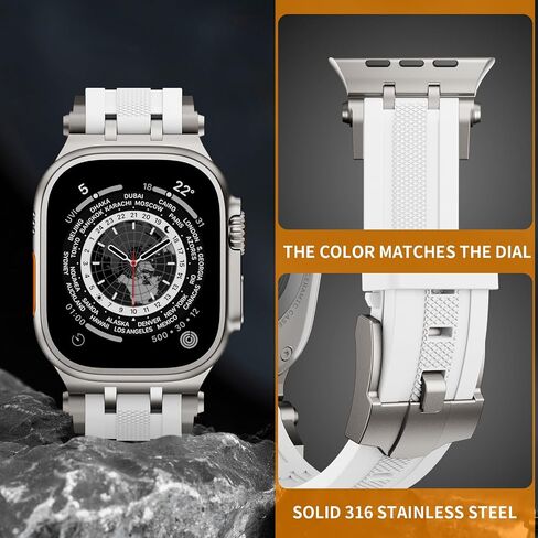 Sport Bands Compatible with Apple Watch Ultra 2/1 Band 49mm for Men,Soft Silicone Replacement Luxury Strap for iWatch Series 10 46mm, 9/8/7 45mm, SE2/SE 6/5/4 44mm, 3/2/1 42mm in Saudi Arabia