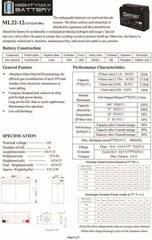 Mighty Max Battery 12V 22AH Battery Replacement for Golden LiteRider PTC Envy Power Chair GP162-2 Pack in Saudi Arabia
