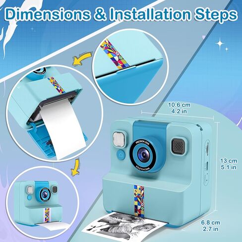 Nreonrick Kids Camera Instant Print, Selfie Digital Instant Cameras, Reversible Lens Mini Toddler Camera with 3 Roll Paper Toys for Boys Girls Age 3-12 in Christmas Birthday 32GB Card(Blue) in Saudi Arabia