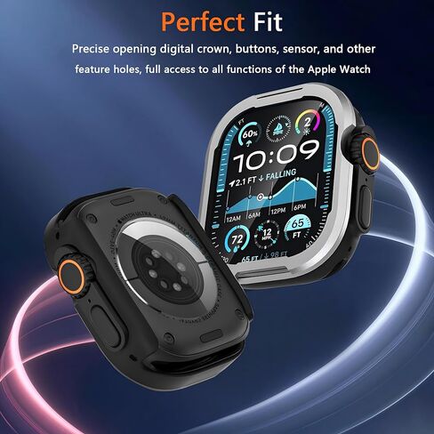 العلبة الوعرة متوافقة مع Apple Watch Series 10 Case 42mm ، وغطاء واقعي مع المصد المعدني وبطانة TPU ، وحامي خفيف الوزن لـ Iwatch ، التيتانيوم in Kuwait