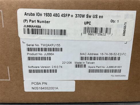 Aruba Instant on 1930 48-Port GB Ethernet 48xge Poe (370W) ، 4x 1G/10G SFP+ ، L2+ Smart Switch US Cord (JL686A#ABA) in Kuwait