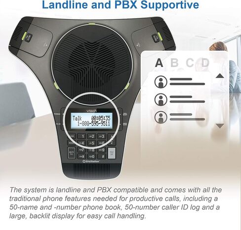 VTech VCS704 ErisStation DECT 6.0 Conference Phone with Four Wireless Mics using Orbitlink Wireless Technology ,Black in Saudi Arabia