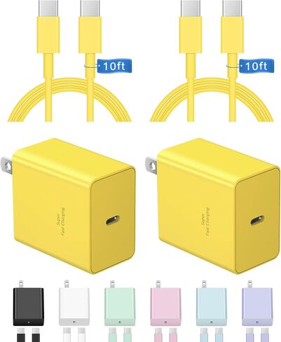 Type C Charger Fast Charging 10ft 45W USB C Charger Block 2-pack-pack long USB C Cable for Samsung Galaxy S25/S24/S23/S22/S21 ، for iPhone 17/17 Pro/17 Pro Max/16/16 Pro/16 Pro Max/15/15 Pro Max/15 plus in Saudi Arabia