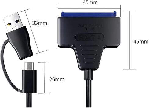 USB 3.0 to SATA Cable USB to SATA III Driver Cable 6Gbps Support 2.5 Inch HDD SSD Hard Drive 22-Pin Adapter(USB 3.0 A- DC3.5-2U) in Saudi Arabia