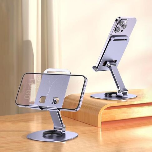 Mobile Phone Stand for Desk, 360 Degree Rotating Fully Adjustable, Foldable and Portable Phone Holder, Purple in Saudi Arabia