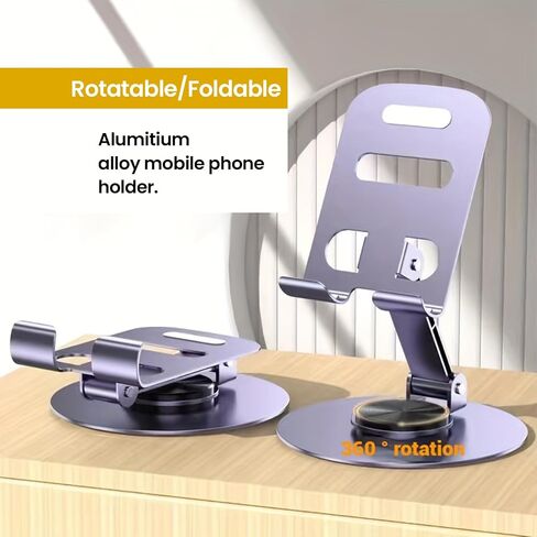 Mobile Phone Stand for Desk, 360 Degree Rotating Fully Adjustable, Foldable and Portable Phone Holder, Purple in Saudi Arabia