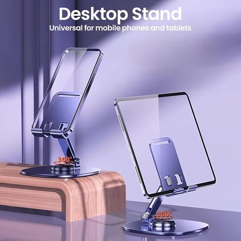 Mobile Phone Stand for Desk, 360 Degree Rotating Fully Adjustable, Foldable and Portable Phone Holder, Purple in Saudi Arabia