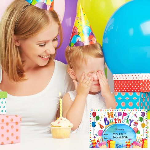 D24TIME 36Pcs Watercolor Happy Birthday Award Certificates Gifts for Kids Classroom Birthday Certificates Awards for Kid Student Gifts from Teacher for Kindergarten Elementary Back to School Supplies in Kuwait