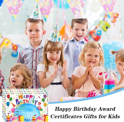 D24TIME 36Pcs Watercolor Happy Birthday Award Certificates Gifts for Kids Classroom Birthday Certificates Awards for Kid Student Gifts from Teacher for Kindergarten Elementary Back to School Supplies in Kuwait