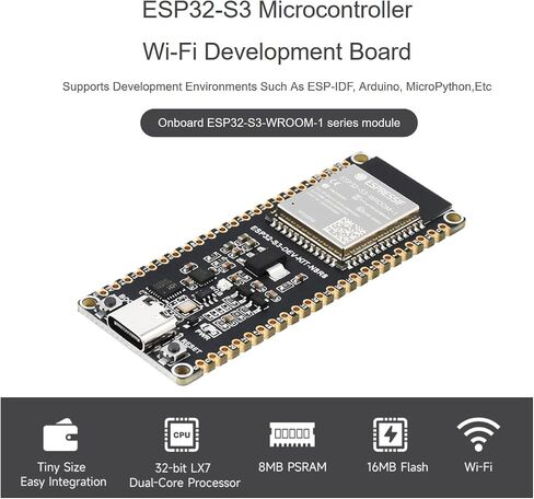 لوحة تطوير Wi-Fi Waveshare ESP32-S3 مع وحدة سلسلة ESP32-S3-WORDY-1 ، معالج Core Dual Core 240MHz ، 512 كيلو بايت SRAM ، 8 ميجابايت PSRAM ، فلاش 16 ميجابايت ، Type-C Connector in Saudi Arabia