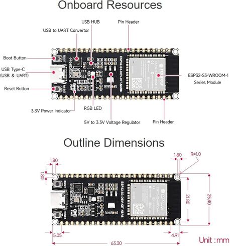 لوحة تطوير Wi-Fi Waveshare ESP32-S3 مع وحدة سلسلة ESP32-S3-WORDY-1 ، معالج Core Dual Core 240MHz ، 512 كيلو بايت SRAM ، 8 ميجابايت PSRAM ، فلاش 16 ميجابايت ، Type-C Connector in Saudi Arabia