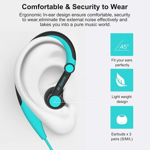 Sport Headphones Wired Running Earphones with Earhook (3.5mm, Green) in Saudi Arabia