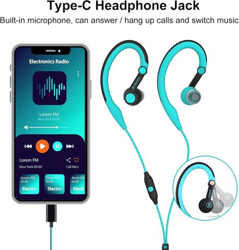 Sport Headphones Wired Running Earphones with Earhook (3.5mm, Green) in Saudi Arabia