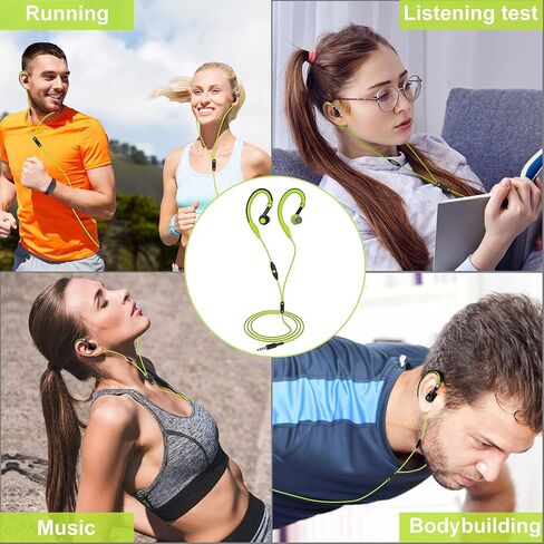 Sport Headphones Wired Running Earphones with Earhook (3.5mm, Green) in Saudi Arabia