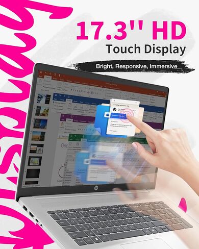 HP 17 inch Touchscreen Business laptops, Powerful AMD Ryzen 5 7430U (6 cores), Copilot Key, Wi-Fi 6, Numeric Keyboard, Windows 11 Pro, w/Accessories (64GB RAM, 2TB SSD) in Saudi Arabia