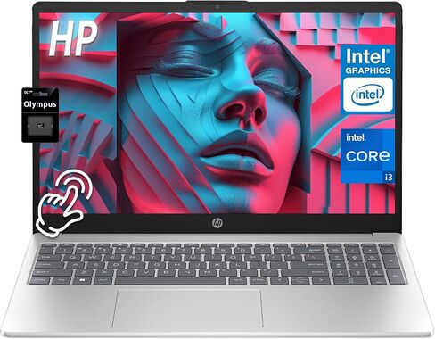 HP 15.6 "HD Touch Scency Captop ، Intel Core I3-1315U ، 32GB DDR4 RAM ، 1TB SSD Storage ، Type-C/A ، HDMI ، Camera Privacy ، Bluetooth ، Wi-Fi 6 ، Windows 11 Home ، Long Battery ، Silver Natural Silver in Kuwait