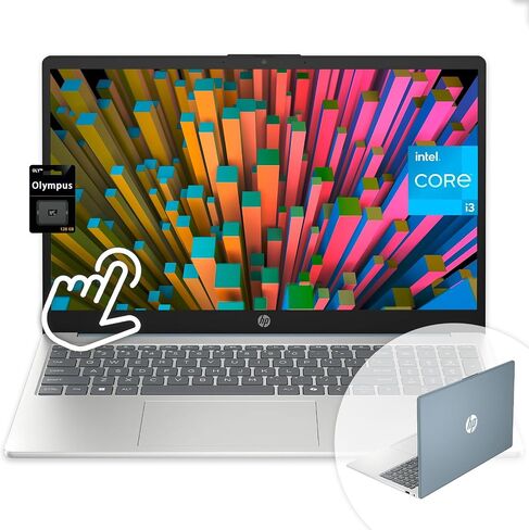 HP 15.6 "HD Touch Scency Captop ، Intel Core I3-1315U ، 32GB DDR4 RAM ، 1TB SSD Storage ، Type-C/A ، HDMI ، Camera Privacy ، Bluetooth ، Wi-Fi 6 ، Windows 11 Home ، Long Battery ، Silver Natural Silver in Kuwait
