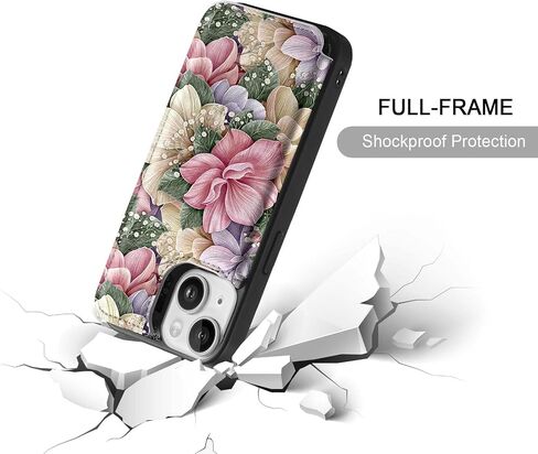 حقيبة محفظة لـ iPhone 13 ، غلاف الورقة الجلدية ، غلاف المقفل المغناطيسي مع 3 حامل بطاقة لـ iPhone 13 (A-Blossoms) in Kuwait