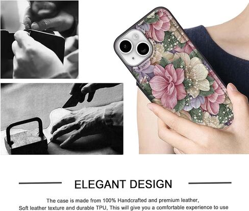 حقيبة محفظة لـ iPhone 13 ، غلاف الورقة الجلدية ، غلاف المقفل المغناطيسي مع 3 حامل بطاقة لـ iPhone 13 (A-Blossoms) in Kuwait