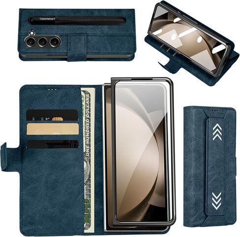 بالنسبة إلى Samsung Galaxy Z Fold 6 CASE مع حامل القلم ، والبطاقة والفتحات النقدية ، وحامي شاشة الزجاج المقسّر HD ، والجلد المتميز ، والإغلاق المغناطيسي ، وحزام Kickstand & Wrist (Brown ، Samsung Galaxy Z Fold6) in Saudi Arabia