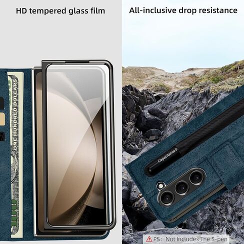 بالنسبة إلى Samsung Galaxy Z Fold 6 CASE مع حامل القلم ، والبطاقة والفتحات النقدية ، وحامي شاشة الزجاج المقسّر HD ، والجلد المتميز ، والإغلاق المغناطيسي ، وحزام Kickstand & Wrist (Brown ، Samsung Galaxy Z Fold6) in Saudi Arabia