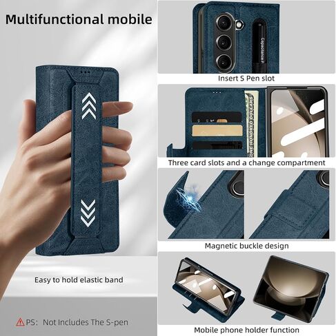 بالنسبة إلى Samsung Galaxy Z Fold 6 CASE مع حامل القلم ، والبطاقة والفتحات النقدية ، وحامي شاشة الزجاج المقسّر HD ، والجلد المتميز ، والإغلاق المغناطيسي ، وحزام Kickstand & Wrist (Brown ، Samsung Galaxy Z Fold6) in Saudi Arabia