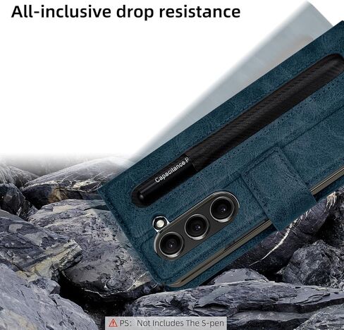 بالنسبة إلى Samsung Galaxy Z Fold 6 CASE مع حامل القلم ، والبطاقة والفتحات النقدية ، وحامي شاشة الزجاج المقسّر HD ، والجلد المتميز ، والإغلاق المغناطيسي ، وحزام Kickstand & Wrist (Brown ، Samsung Galaxy Z Fold6) in Saudi Arabia