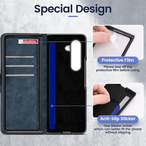 بالنسبة إلى Samsung Galaxy Z Fold 6 CASE مع حامل القلم ، والبطاقة والفتحات النقدية ، وحامي شاشة الزجاج المقسّر HD ، والجلد المتميز ، والإغلاق المغناطيسي ، وحزام Kickstand & Wrist (Brown ، Samsung Galaxy Z Fold6) in Saudi Arabia