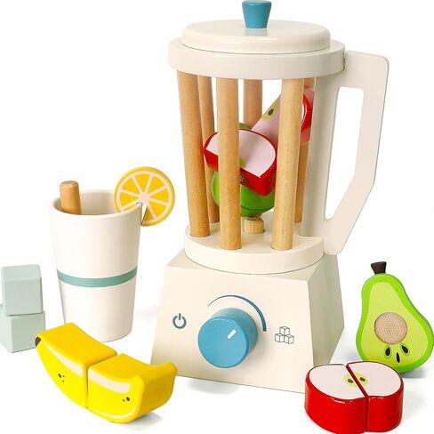 PairPear Pop up Toaster Play Kitchen Playset - Wooden Toy Food 11 Accessories for Kids in Kuwait