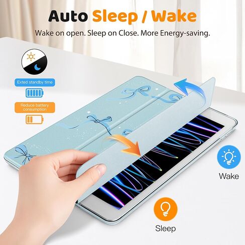 قد يتوافق تشن مع حالة iPad 10.2 بوصة 2021/2020/2019 ، لحالة الجيل 9/8/8/7 ، وغطاء حامل نحيف مع قشرة الظهر الشفافة الصلبة ، والاستيقاظ التلقائي/النوم ، in Kuwait