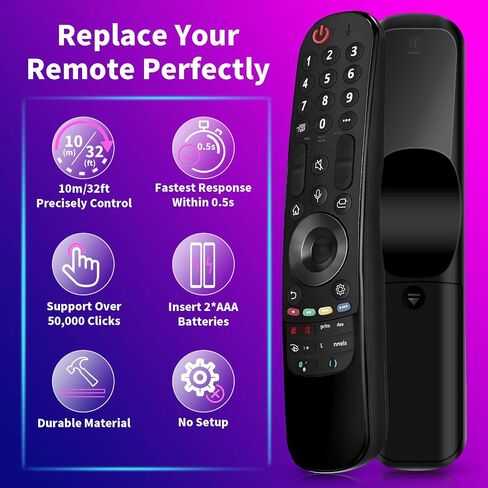 (1+1 Pack) Universal Replacement Voice Magic Remote Control Fit LG Smart TV with Pointer Function & Pink Glowing Soft Protective Silicone Cover Compatible with LG OLED 3D TVs All Models 2019-2024 in Saudi Arabia