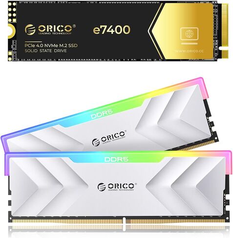 ORICO R500 Raceline Neon 32GB DDR5 6400MHz RGB RAM & e7400 1TB PCIe 4.0 NVMe SSD Bundle - Gaming Memory and Ultra-Fast Storage Combo in Saudi Arabia