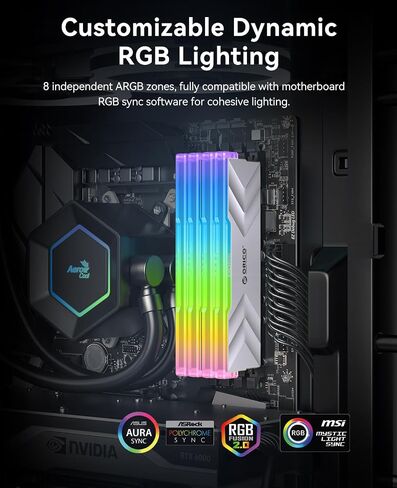 ORICO R500 Raceline Neon 32GB DDR5 6400MHz RGB RAM & e7400 1TB PCIe 4.0 NVMe SSD Bundle - Gaming Memory and Ultra-Fast Storage Combo in Saudi Arabia