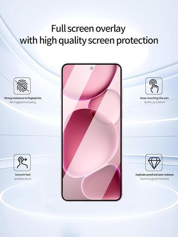 واقي الشاشة لـ OPPO Find X8 Ultra ، مضاد للخلع 9H صلابة اللمس حساس 2.5D الحواف الدائرية الفقاعة الحرة سهلة التثبيت ، الحدود السوداء ، 2 عبوة. in Kuwait