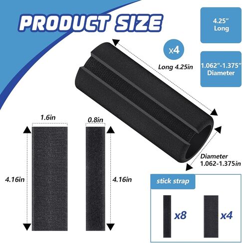 Frienda 4 Pcs Handle Grips 4.25 Inch NBR Rubber Foam Grip Wrap Soft Buffer Tube Cover Buffer Tube Pad Comfortable Handle Covers for Fitness Home Garden Bicycle Exercise Equipment Handlebar Replacement in Saudi Arabia