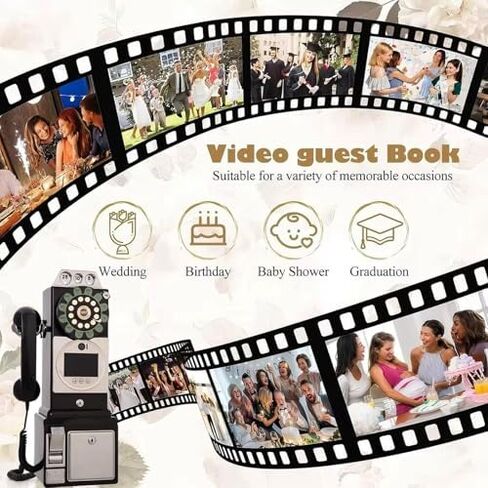 هاتف زوار فيديو عتيق - 1080p HD Recordering Auto ، تخزين 32 جيجابايت ، التقاط 70 ساعة ، بطارية 7 ساعات - مثالية للمشاركات ، الذكرى السنوية والمناسبات الخاصة ، حارس الذاكرة السوداء in Kuwait