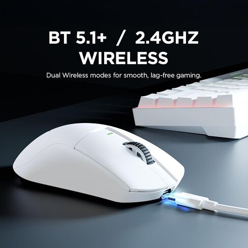 Rampage Zenith Pro Wireless Gaming Mouse ، خفيفة الوزن 26000 نقطة في البوصة ، مستقبل USB 2.4 جيجا هرتز ، الماوس المريح مع الأزرار القابلة للبرمجة ، مستشعر مستجيب للغاية in Kuwait