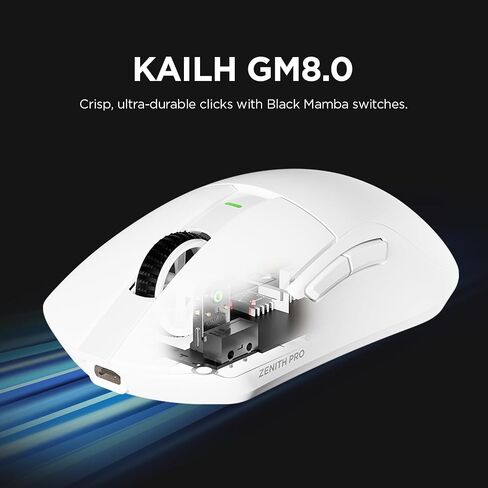 Rampage Zenith Pro Wireless Gaming Mouse ، خفيفة الوزن 26000 نقطة في البوصة ، مستقبل USB 2.4 جيجا هرتز ، الماوس المريح مع الأزرار القابلة للبرمجة ، مستشعر مستجيب للغاية in Kuwait