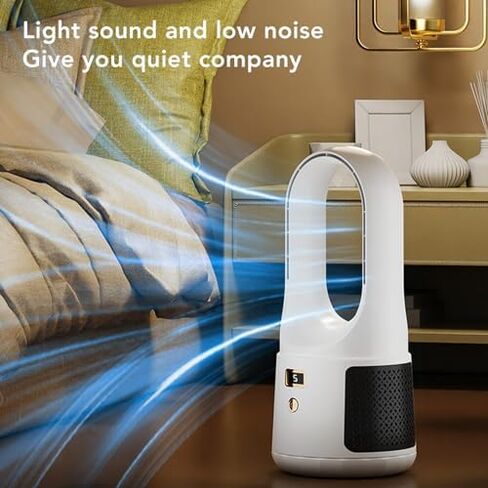 Bladeless Tower Fan,USB Desk Fan Portable Standing Fans,6 Speeds Wind Easy Clean,Quiet Portable Bladeless Cooling Fan with LED Display for Home Bedroom Office (Black) in Kuwait