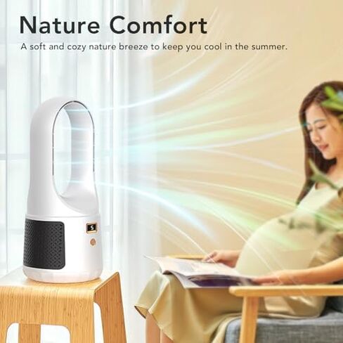 Bladeless Tower Fan,USB Desk Fan Portable Standing Fans,6 Speeds Wind Easy Clean,Quiet Portable Bladeless Cooling Fan with LED Display for Home Bedroom Office (Black) in Kuwait