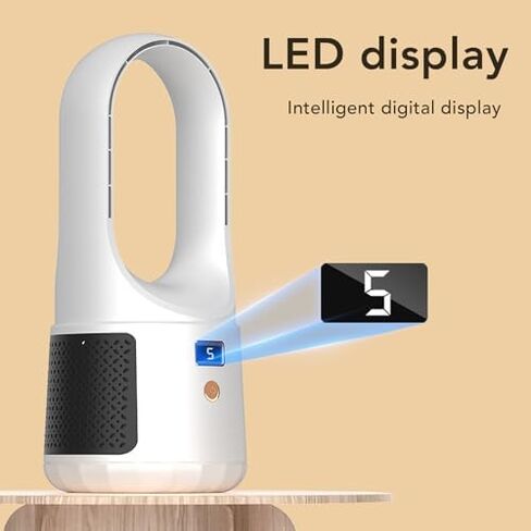 Bladeless Tower Fan,USB Desk Fan Portable Standing Fans,6 Speeds Wind Easy Clean,Quiet Portable Bladeless Cooling Fan with LED Display for Home Bedroom Office (Black) in Kuwait