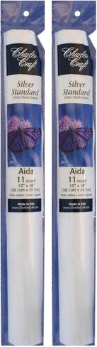 أنبوب ناعم من DMC Charles Craft Silver Label Aida 11 مقاس 15 بوصة × 18 بوصة، أبيض (عبوة من قطعتين) in Kuwait