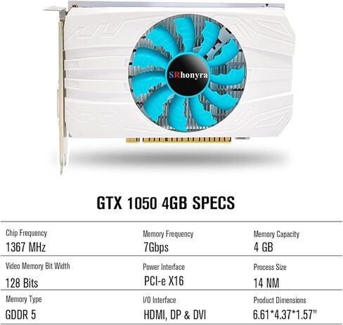 بطاقة رسومات الألعاب GeForce GTX 1050Ti سعة 4 جيجابايت GDDR5 128 بت PCIe 3.0 x16 منفذ عرض يعمل بالحافلة 1.4 منافذ HDMI 2.0 DVI in Kuwait
