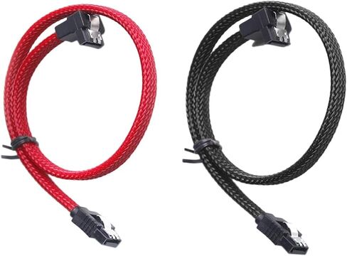 A66F-2 PCS 50CM SATA 3.0 III SATA3 7PIN بيانات البيانات الزاوية اليمنى 6GB/S كابلات SSD HDD سلك بيانات القرص الصلب مع الأكمام النايلون ، الأحمر in Saudi Arabia
